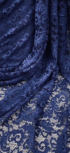Royal blue floral guipure lace - floral,