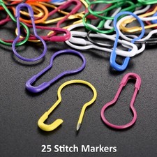 25 Stitch Markers Stitch Holders Knitting Crochet Metal Pins Random Mixed Colour