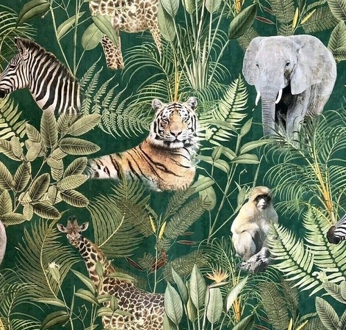 Safari print tiger elephant - print,
