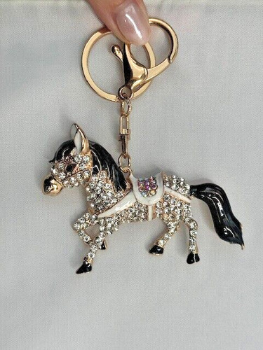 Horse keyring clear diamante - clear,