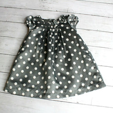 Carter's Baby Girl's Gray Satin Dress Size 6 Months Pleats Bow Short Sleeves