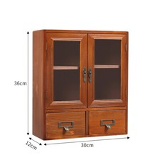 Retro Vintage Small Wooden Cabinet Desktop Drawer Storage Display Shelf Cupboard