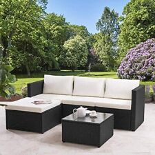 MODERN RATTAN GARDEN FURNITURE SOFA SET LOUNGER 4 SEATER OUTDOOR PATIO FURNITURE