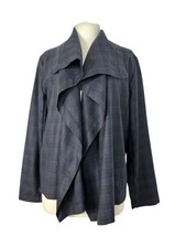 Shirin Guild Draped Plaid Wool Jacket Size M