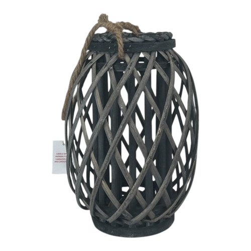 Grey wicker lantern - grey,