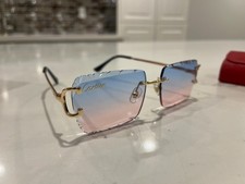 Cartier Big C Diamond Cut Gradient Blue/Pink Frameless Lens
