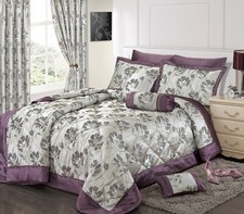 Floral Jacquard Luxury Duvet Quilt Cover Bedding Set Curtains Comfort Bedspread