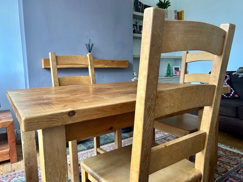 Solid pine wood dining table - solid,