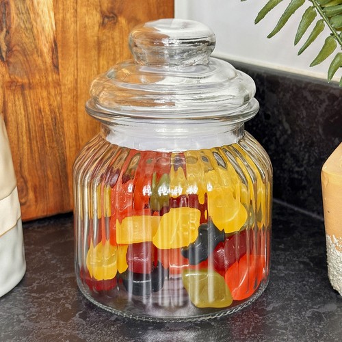 Ribbed glass sweets jar - ribbed, 500ml