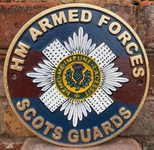SCOTS GUARDS - Painted Solid Cast Iron Wall Sign - HM ARMED FORCES - 24cm