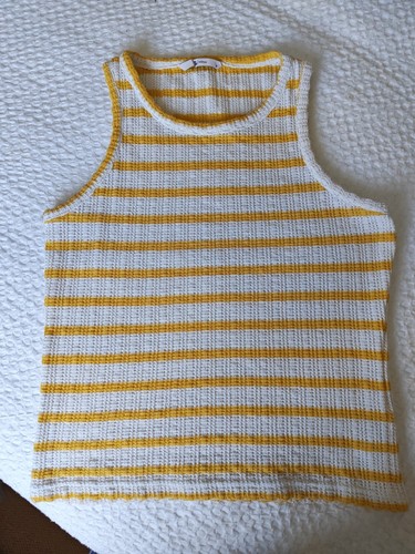 Yellow striped knit crochet - tu,