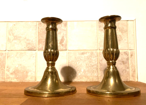 Vtg english brass candle - ,