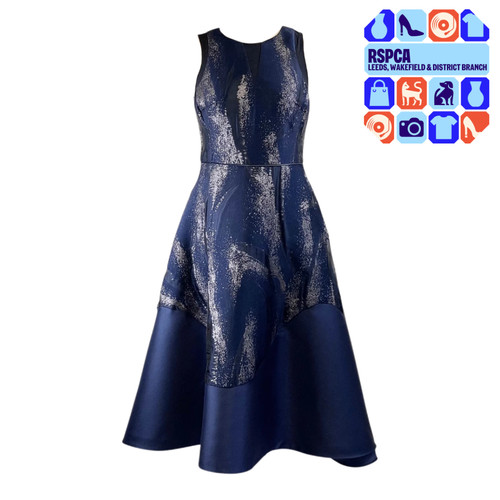 Coast satin navy tea dress - satin,
