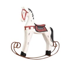 Home Decorative Handmade Wooden Rocking Horse Ornament Wedding Decor White
