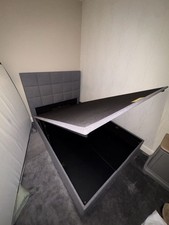 Barker & Stonehouse Double Ottoman Bed Dark Grey Fabric Excellent Condition