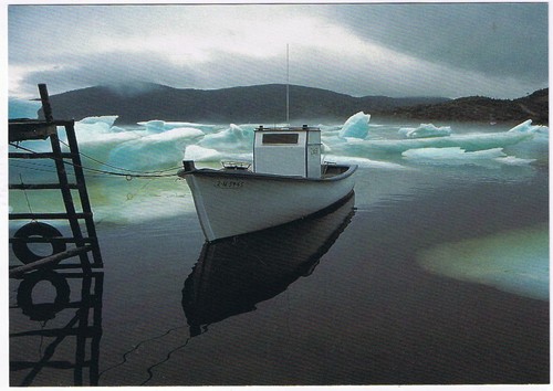 Postcard boat ice drifts - postcard,