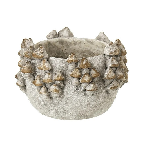 Cement grey mushroom - grey, planter