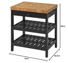 Vadholma Kitchen Island 79x63x90 Black/Oak IKEA New RRP £350