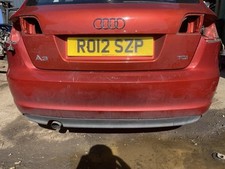 AUDI A3 8P 2008-2012 COMPLETE REAR BUMPER WITH SENSORS IN RED PAINT CODE LY3M