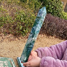 Moss Agate Obelisk - Plant-like Patterns - Healing Stone - 5LB