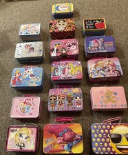 Lot of 16 Mini Tin Metal Lunch Boxes - Gift Card Storage - My Little Pony Bratz