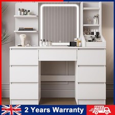 Led white dressing table - white,