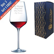 Personalised Engraved Crystal Wine Glass, Sublym Large 550ml Glass, Gift Boxed