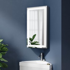 Corner Bathroom Mirror Cabinet with 3 LED Lights Demister Shaver Socket 385x700