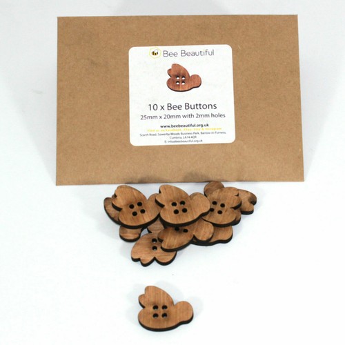 Bee wooden buttons laser cut - wooden,