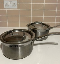 2 X Le  Creuset Tri Vita Premium Grade 3 Ply Stainless Steel 18cm Saucepans
