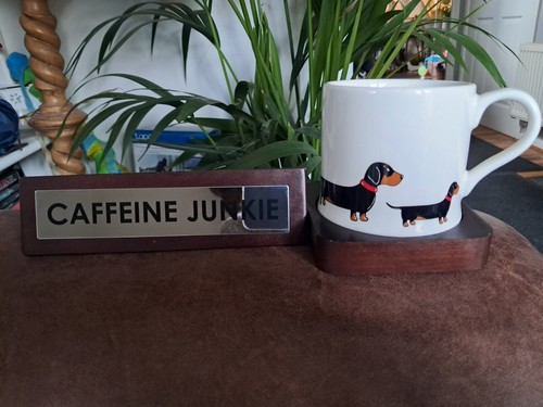 Caffeine junkie wooden - wooden, mug