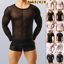 Mens Mesh Sheer T Shirt Vest Gym Training Tank Top Muscle Undershirt Clubwear