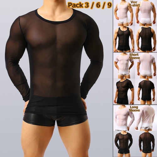 Mens mesh sheer shirt vest - shirt,
