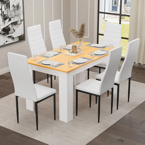 Wooden dining table set with - dining, 4