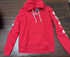 SUPER COOL HOLLISTER WOMENS HOODIE IN RED WITH FLORAL GRAPHIC PRINT, BNWT, XS