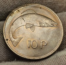 Ireland 1971 Large 10p Ten Pence Beautiful Uncirculated Lustrous Toned Superb