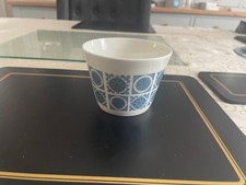 vintage royal tuscan charade blue & white coffee sugar bowl open used