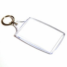 NEW  Clear Acrylic Plastic BLANK KEYRINGS 70 mm x 45 mm Insert-photo (UK))