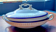 Wedgwood Imperial Porcelain Oval Lidded Tureen with White Blue Gold Gilt
