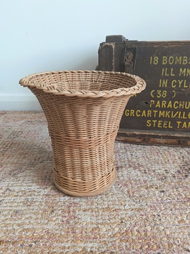 Vintage wicker waste - wicker, paper