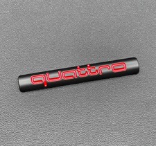 QUATTRO Matt Black Red Metal Rear Boot Trunk Self Adhesive Badge Emblem For Audi