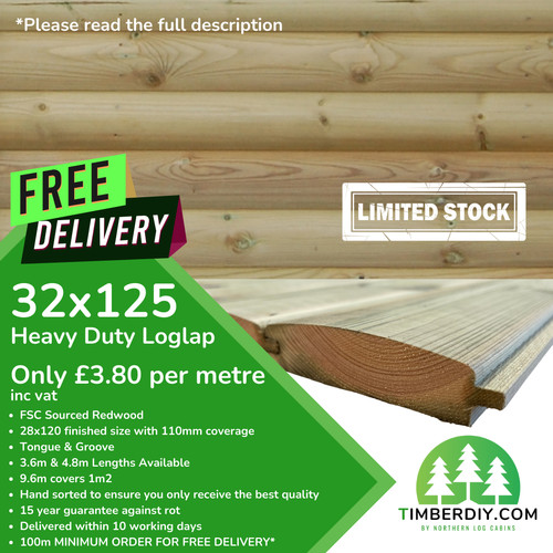 Loglap timber cladding 32x125 - loglap,
