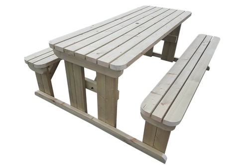 Picnic bench with - with, rounded