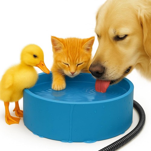 Heated water bowl dog cat - water,