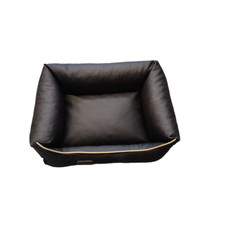 Dog Bed Dog Basket Dog Cushion Dog Sofa Bed Leatherette Size S Black
