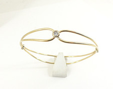 9ct Gold Diamond Bangle Slave Hallmarked 7.5''  8.7grams with gift box
