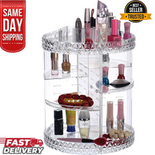360° Rotating Makeup Organizer Acrylic Cosmetic Jewelry Storage Box Holder