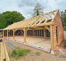 Prefab Oak Fronted Four Bay Garage, Full Height Gable Eaves | 11.45m x 4.95m