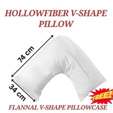 Hollowfibre V Pillow with FREE 100% Brushed Cotton Pillowcase Maternity Support.