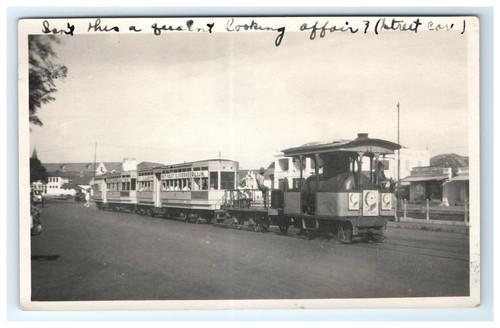 Postcard street car trolley - street,